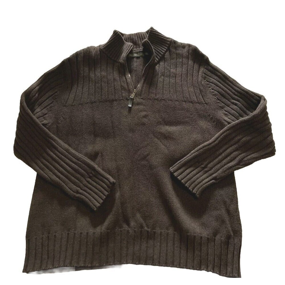 Great Northwest Men's Pullover Sweater Brown Mock Neck 1/4 Zip Ribbed Size XXL - Picture 5 of 10